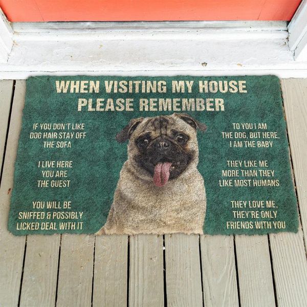 

please remember pug dog's house rules doormat non slip door floor mats decor porch carpets