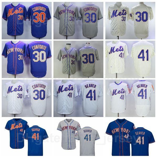 

retro 30 ryder ryan baseball jersey vintage 41 tom seaver team cooperstown flexbase cool base pullover pinstripe blue white grey beige 1969, Blue;black