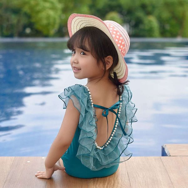 

children's suit girls' one piece summer cute summer children's swimsuit, Black