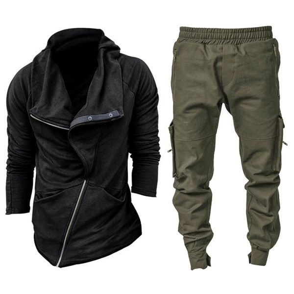 

men's tracksuits men sweatshirt hoodie stitching fashionable sports cardigan pants suit gyms spring jacket + sportswear fitness, Gray