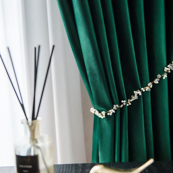 

light luxury curtain velvet modern minimalist living room bedroom green window & drapes