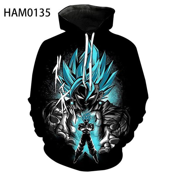 

men's hoodies & sweatshirts goku hoodie women's loose long sleeve japanese anime 3d printed street hip hop 2021 spring and autumn, Black