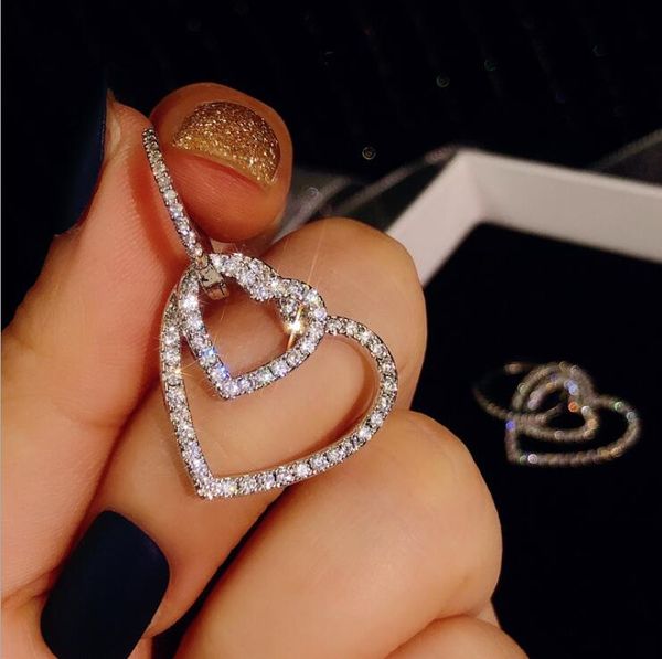 

2021 colorfast classic design women's men's earrings hip hop diamond iced shiny rock punk heart wedding gifts no box wholesale, Silver