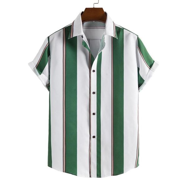 

men's casual shirts 2021 men striped shirt lapel streetwear short sleeve button camisa hombre leisure fashion chemise homme, White;black