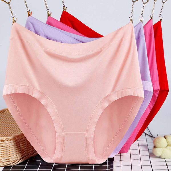 

fat mm200kg breathable modal underwear women's hip lifting high waist abdomen closing plus size solid color briefs, Black;pink