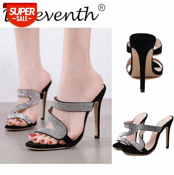 

woman shoes europe and america comfortable rhinestone high heel sandals female large size 40 #rj0u, Black