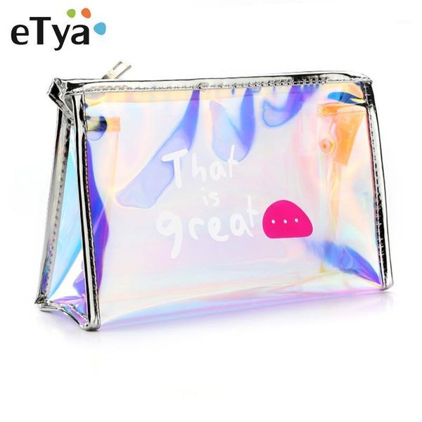 

etya laser transparent cosmetic bag waterproof travel organizer clear makeup women beauty toiletry make up wash bags pouch & cases1