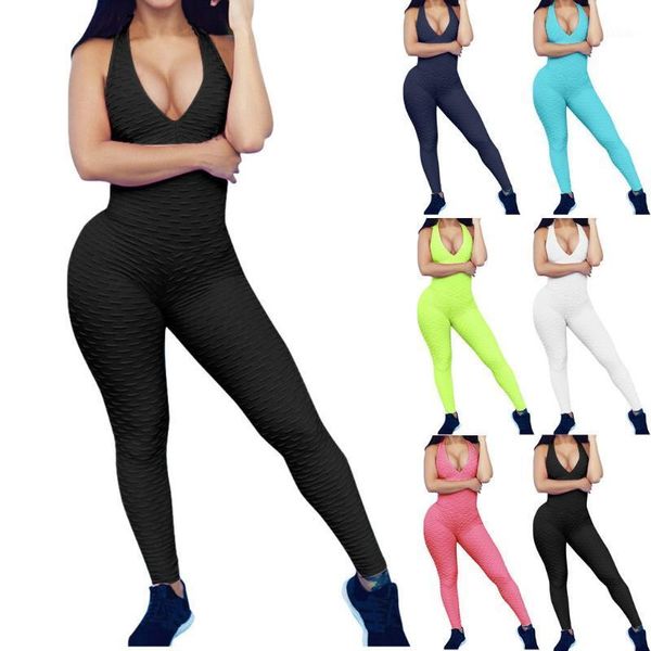 

yoga outfit women's hips pants high waist skinny elastic jumpsuit workout breathabletights training female 2021 fashion casual
