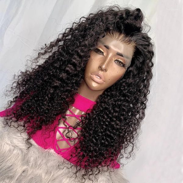 

density human hair curly part remy 360 lace frontal wigs preplucked 13x6 deep wigs1, Black;brown