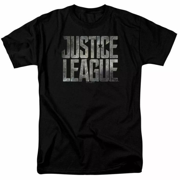 

justice league metal logo t shirt licensed comic book movie tee classic black, White;black