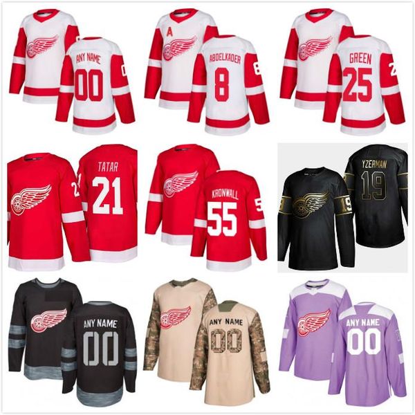

customization 2020 news detroit red wings hockey jerseys multiple styles mens steve yzerman customize any name any number hockey jerseys, Black;red