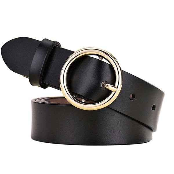 

belt versatile round buckle leather korean belt lady, Black;brown