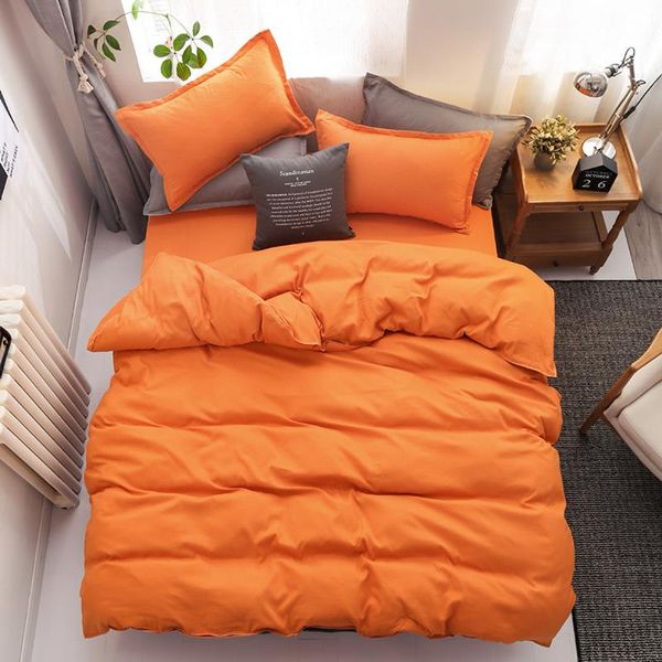 

bedding sets pure orange solid autumn side bed linen pillowcase duvet cover flat sheet  king full size