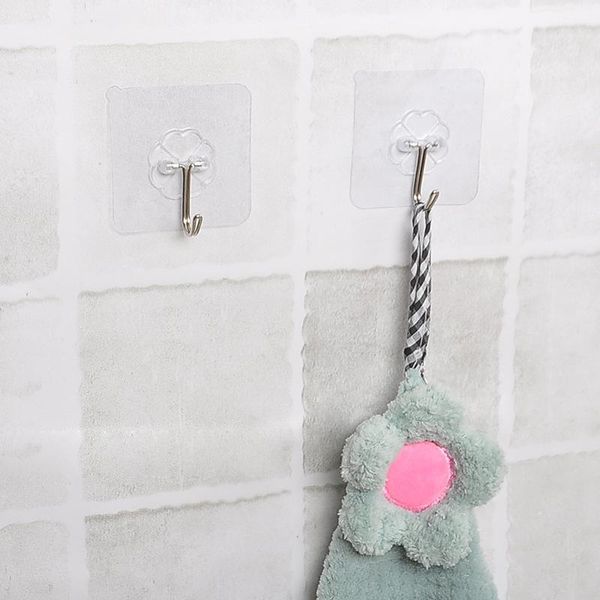 

hooks & rails 8pcs transparent coat hook kitchen bathroom towel organizer hanger strong wall storage rack