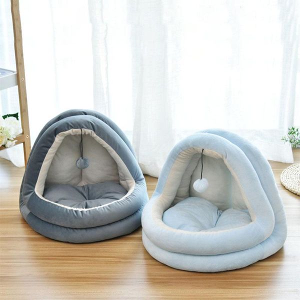 

cat beds & furniture pet nest bed for small medium large dog winter warm house villa enclosed kennel cozy kitten lounger cushion washable