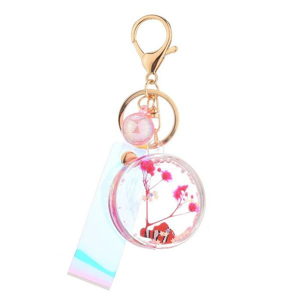 

keychains 6 designs creative flower acrylic keychain pendant liquid floating quicksand bottle bag ladies jewelry gift, Silver