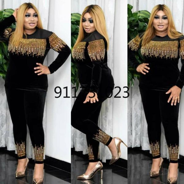 

ethnic clothing african clothes for women spring and autumn 2021 long sleeve black two pieces sets pant, Red
