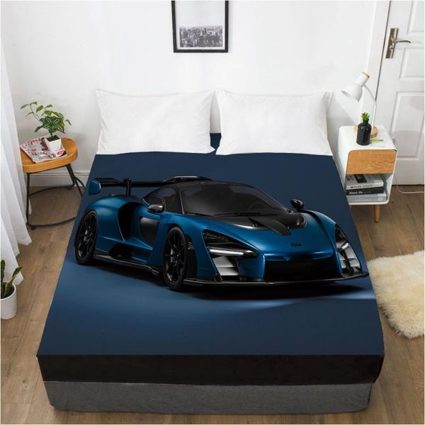 

car elastic fitted sheet bed with an band 150x200/180/200/160x200 mattress cover 1pc blue racing sheets & sets
