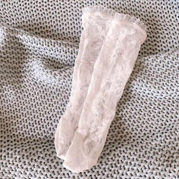 

arrival lace baby fishnet socks princess knee high mesh toddler girls ruffle floral leg warmer fashion, Pink;yellow