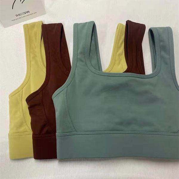 

2021 new lulu yoga u-shaped hollow back sports vest breathable fitness suit, Gray