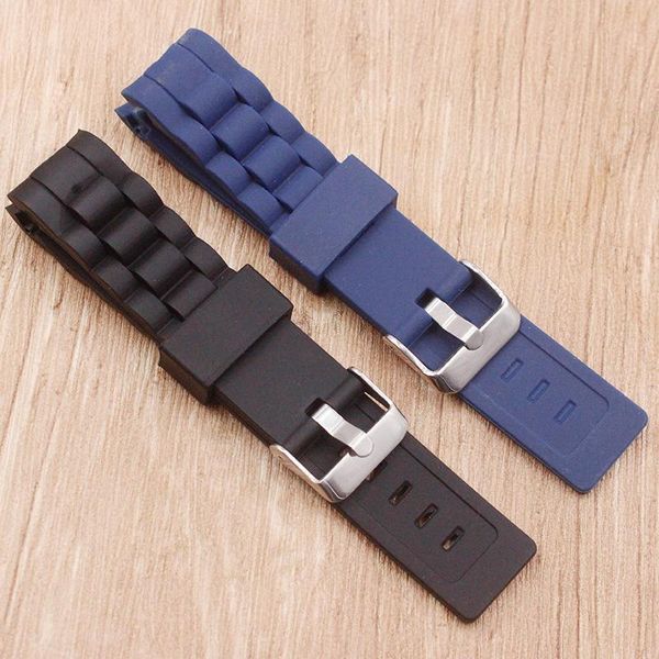 

watch bands accessories 20mm22mm silicone pin buckle band outdoor sports waterproof bracelet men's strap for all brands, Black;brown