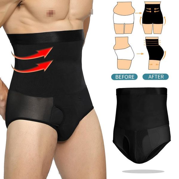 

men's body shapers underwear men seamless high waist slimming tummy control knickers pants panties briefs shapewear, Black;brown