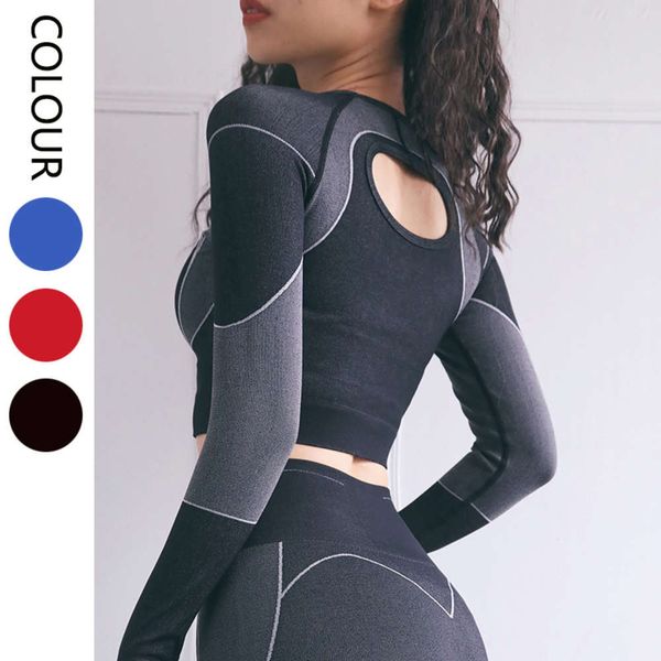 

slim short yoga long sleeve t shirt fit breathable running fast dry sportswear fitness for women, White