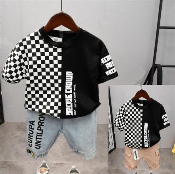 

summer boy clothes set children short sleeve t shirt shorts suit kids outfit panties 2 6year clothing, White