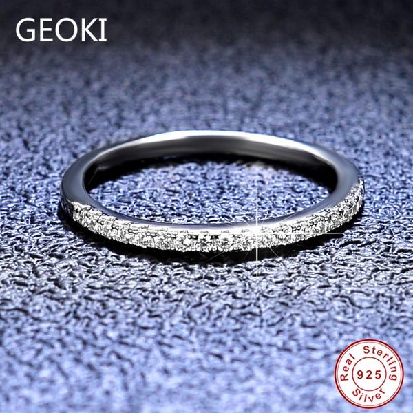 

cluster rings geoki 925 sterling silver perfect cut total 0.15 ct micro d color vvs1 moissanite engagment ring women luxury wedding jewelry, Golden;silver