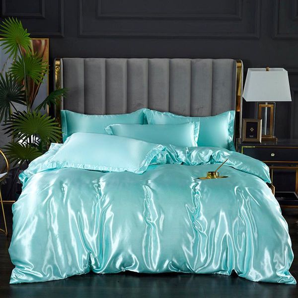 

bedding sets double plain dyed  duvet cover luxury pla cool fiber jogo de cama bed sheet set king size linen