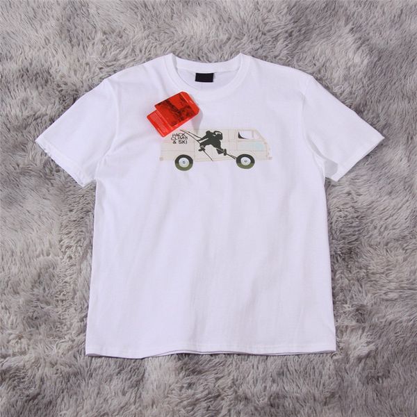 

famous designer men's and women's tee short-sleeved 190g cotton round barrel without side seams custom ribbed neckline double crim, White;black