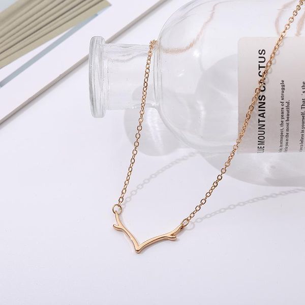 

necklace fashion ladies animal antler shape pendant party gift chains, Silver