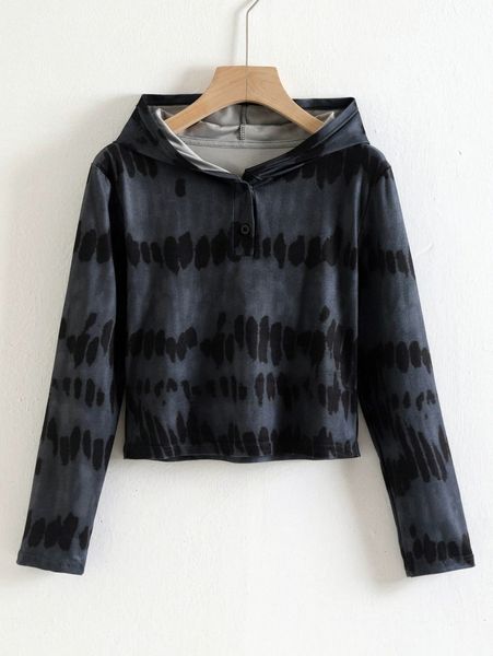 

tie dye half button hoodie 26lv#, White;black