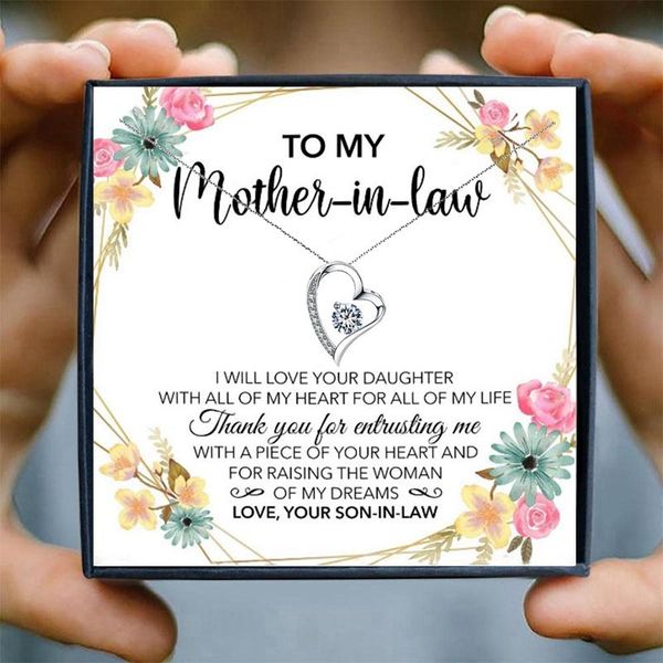 

pendant necklaces mother heart crystal chain necklace aesthetic for women family jewelry christmas gift in law from son, Silver