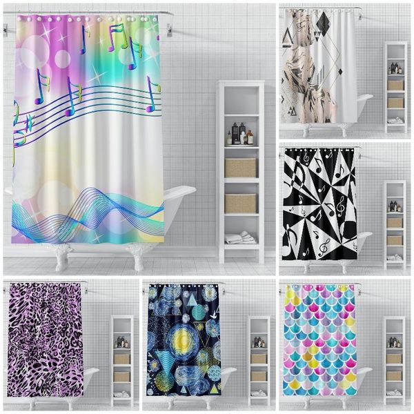 

shower curtains musical note pattern curtain waterproof fabric bathroom decoration screen multiple size bath with hooks