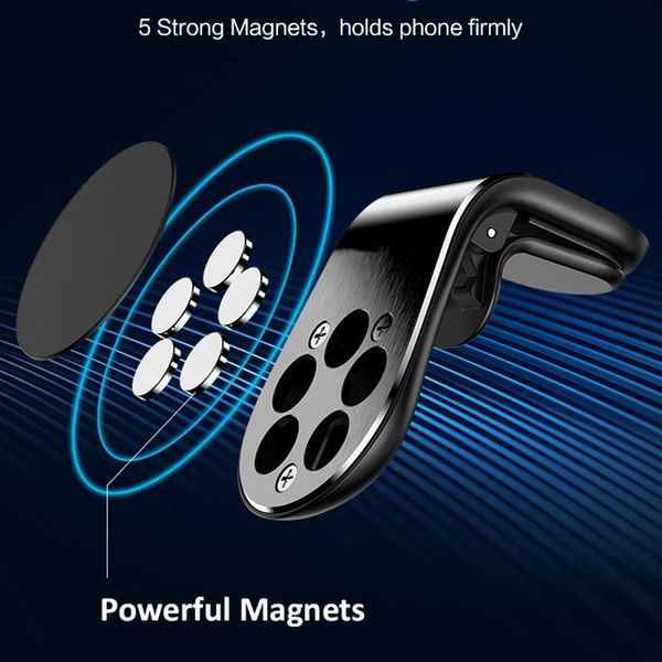 

cell phone mounts & holders l shape metal magnetic car telephone holder air vent mount stand mobile support for 6s 7 x s9 xia