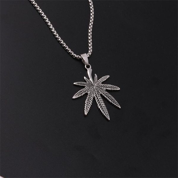 

chains fashion retro creative geometric design hip hop leaf pendant necklace trend cool and handsome couple, Silver