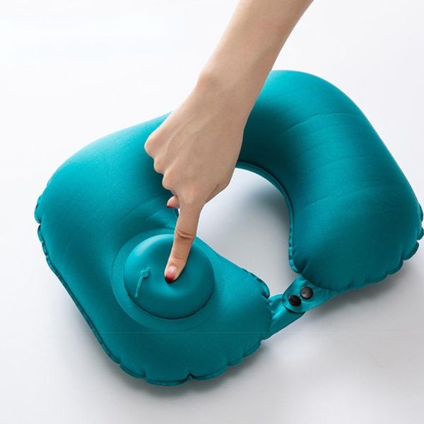

pillow 1 push piece u-shaped travel car aviation inflatable neck support headrest cushion soft care black