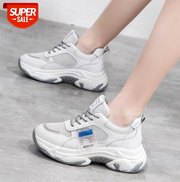 

daddy shoes women's leather casual single front lace-up mesh increase #rk4n