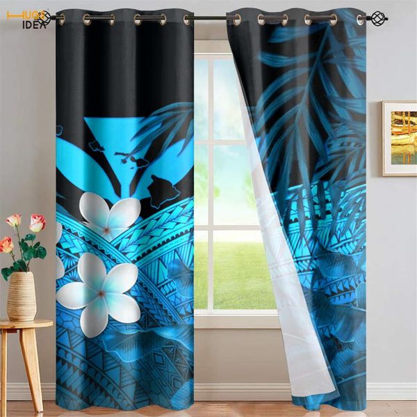 

colorful hawaii maoli tribal and plumeria design window curtain living room bedroom thermal insulated full shade & drapes