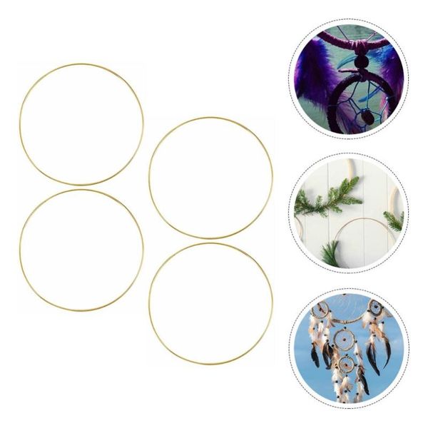 

4pcs dream catchers diy hoops iron circles wind chime making supplies decorative objects & figurines