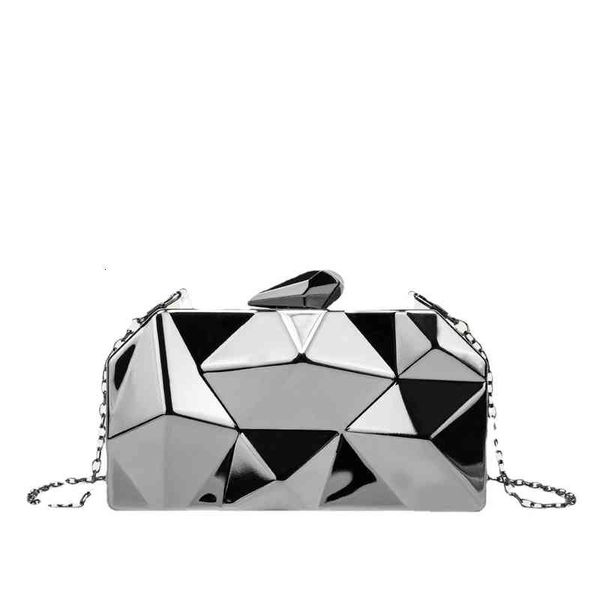 

fashion 2021 diamond box bag iron hand hold women's gold dinner