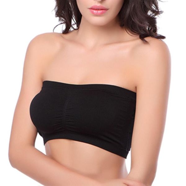 

gym clothing vertvie tube female strapless complexion bras sleeveless sports bra large size underwear women wrap chest workout, White;black