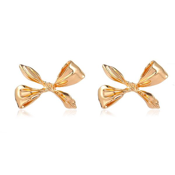 

stud korean style metal bowknot earrings for women female irregular gold silver color bow ear studs earings jewelry, Golden;silver