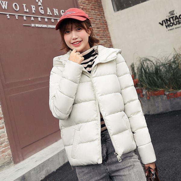 

arriving in korea fashion women's winter all-matched casual parkas printed engrosse with hoods d260 short coats, Black