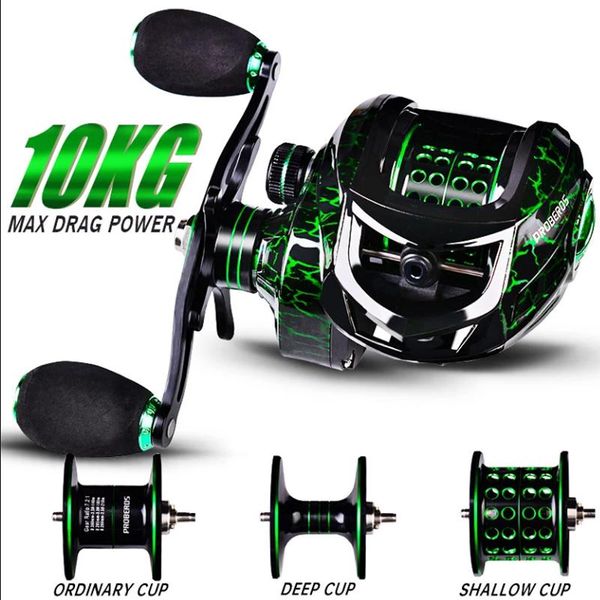 

baitcasting reels proberos shallow cup 10kg max drag fishing reel high speed deep line reinforced 7.2:1 green