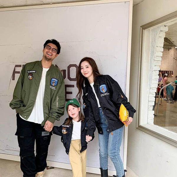 

family matching outfits parent-child wear autumn fashion foreign style jacket mother and women's korean trend, Blue