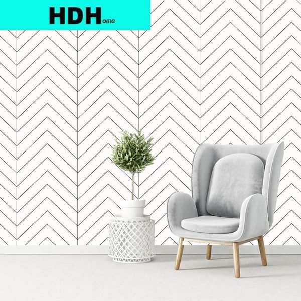 

geometric black and white wallpaper herringbone trellis stripes self adhesive modern waterproof removable home decor wallpapers