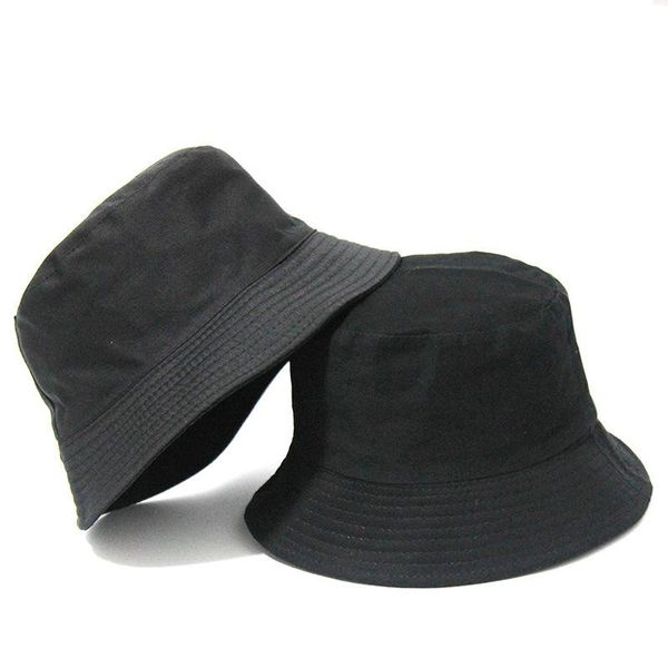 

wide brim hats 2021 black solid bucket hat two side wear bob caps, Blue;gray