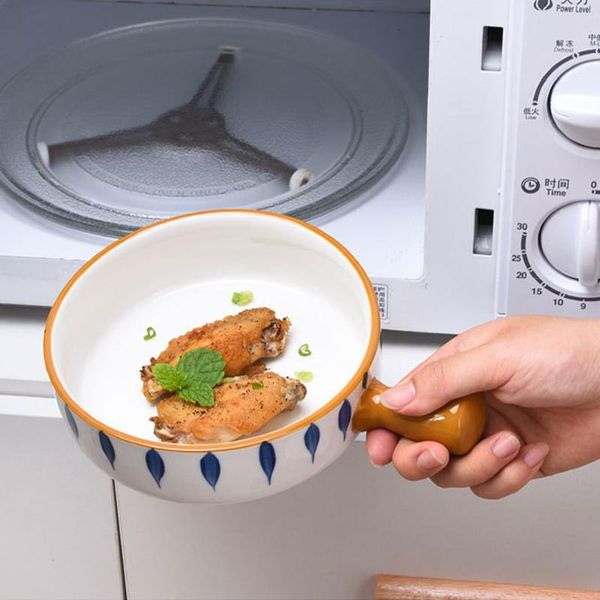 

japanese ceramic ramen bowl with handle fruit salad dessert korean kitchen tableware stirring grain rice set bowls